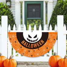 Load image into Gallery viewer, Fan-Shaped Halloween Banner 45x90cm Polyester Spooky Party Courtyard Fence Porch Ghost Pumpkin Banner Hang Halloween Flag Decorations

