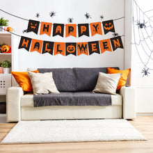 Load image into Gallery viewer, Happy Halloween Banner Ghost and Pumpkin Bunting Pennant Flag Photo Booth Orange Black Home Porch Atmosphere Party Decor Supplies

