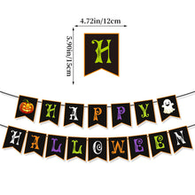 Load image into Gallery viewer, Happy Halloween Banner Ghost and Pumpkin Bunting Pennant Flag Photo Booth Orange Black Home Porch Atmosphere Party Decor Supplies
