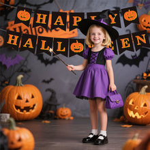 Load image into Gallery viewer, Happy Halloween Banner Ghost and Pumpkin Bunting Pennant Flag Photo Booth Orange Black Home Porch Atmosphere Party Decor Supplies
