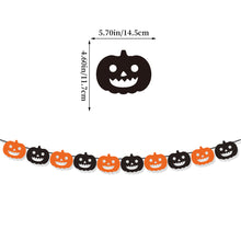 Load image into Gallery viewer, Happy Halloween Banner Ghost and Pumpkin Bunting Pennant Flag Photo Booth Orange Black Home Porch Atmosphere Party Decor Supplies
