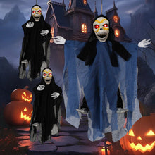 Load image into Gallery viewer, Automatic Halloween Jump Scare Ghost Motion Sound Activated Big Hanging Electric Halloween Decor Screaming Hanging Ghost Prop with Sensor
