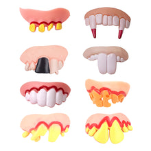 Load image into Gallery viewer, Funny Fake Teeth Multiple Shapes Gag Prop for April Fools' Day Halloween Party Prank Toy Soft Rubber Buck Teeth Costume Accessory for Kids Adults
