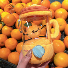 Load image into Gallery viewer, Cartoon Fruit Juicer Plush Toy Watermelon/Orange/Banana Bag Pendants Blender Toy Drawstring Rotating Plush Keychains
