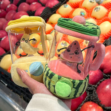 Load image into Gallery viewer, Cartoon Fruit Juicer Plush Toy Watermelon/Orange/Banana Bag Pendants Blender Toy Drawstring Rotating Plush Keychains
