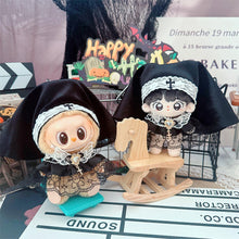 Load image into Gallery viewer, For Labubu 17cm Cute Creative Dark Gothic Nun Oath Clothes Doll Headscarf Cloak 10cm 10cm Cute Mini Plush Doll Clothes
