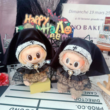 Load image into Gallery viewer, For Labubu 17cm Cute Creative Dark Gothic Nun Oath Clothes Doll Headscarf Cloak 10cm 10cm Cute Mini Plush Doll Clothes
