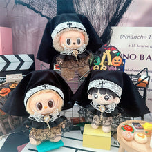 Load image into Gallery viewer, For Labubu 17cm Cute Creative Dark Gothic Nun Oath Clothes Doll Headscarf Cloak 10cm 10cm Cute Mini Plush Doll Clothes
