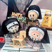Load image into Gallery viewer, For Labubu 17cm Cute Creative Dark Gothic Nun Oath Clothes Doll Headscarf Cloak 10cm 10cm Cute Mini Plush Doll Clothes
