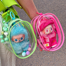 Load image into Gallery viewer, For 17cm Labubu V1 V2 V3 15cm Cotton Doll Outfit Crossbody Pain Bag PVC Storage Bag Dolls Display Bag
