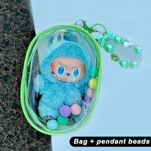 Load image into Gallery viewer, For 17cm Labubu V1 V2 V3 15cm Cotton Doll Outfit Crossbody Pain Bag PVC Storage Bag Dolls Display Bag
