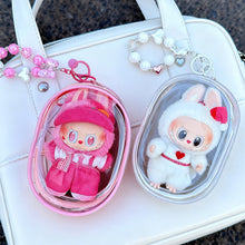 Load image into Gallery viewer, For 17cm Labubu V1 V2 V3 15cm Cotton Doll Outfit Crossbody Pain Bag PVC Storage Bag Dolls Display Bag
