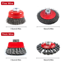 Load image into Gallery viewer, 5/8-11 Thread Adapter Rust Removal Polishing Brush Set Multi-Size Bowl Shape Steel Wire Metal Cleaning Brush Angle Grinder Welding Cleanup Toolbox Essential
