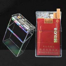 Load image into Gallery viewer, Transparent LED Color Light Cigarette Case With USB Cigarette Lighter Moisture-Proof Sealed Storage Box
