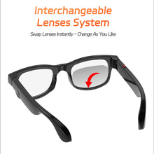 Load image into Gallery viewer, Smart Bluetooth Glasses with Detachable Lenses Blue Light Blocking Sunglasses with Call Music Photo AI Voice Assistant Functions (AIMB-V3)
