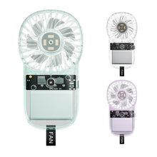 Load image into Gallery viewer, Transparent Card Pocket Fan With Seven-Color Ambient Light USB Charging Portable Handheld High-Wind Fan
