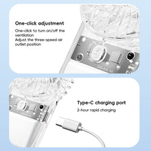 Load image into Gallery viewer, Transparent Card Pocket Fan With Seven-Color Ambient Light USB Charging Portable Handheld High-Wind Fan
