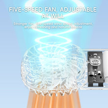 Load image into Gallery viewer, Transparent Card Pocket Fan With Seven-Color Ambient Light USB Charging Portable Handheld High-Wind Fan
