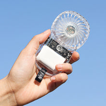 Load image into Gallery viewer, Transparent Card Pocket Fan With Seven-Color Ambient Light USB Charging Portable Handheld High-Wind Fan
