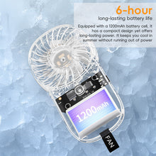 Load image into Gallery viewer, Transparent Card Pocket Fan With Seven-Color Ambient Light USB Charging Portable Handheld High-Wind Fan
