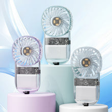 Load image into Gallery viewer, Transparent Card Pocket Fan With Seven-Color Ambient Light USB Charging Portable Handheld High-Wind Fan
