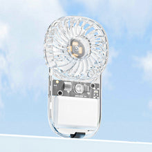 Load image into Gallery viewer, Transparent Card Pocket Fan With Seven-Color Ambient Light USB Charging Portable Handheld High-Wind Fan
