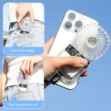 Load image into Gallery viewer, Transparent Card Pocket Fan With Seven-Color Ambient Light USB Charging Portable Handheld High-Wind Fan
