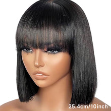 Load image into Gallery viewer, Middle Part High Temperature Filament Wig Bone Straight Hair Wigs with Bangs Brazilian Full Machine Women Hair Wigs Heat Resistant Wig
