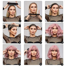 Load image into Gallery viewer, Middle Part High Temperature Filament Wig Bone Straight Hair Wigs with Bangs Brazilian Full Machine Women Hair Wigs Heat Resistant Wig
