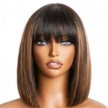 Load image into Gallery viewer, Synthetic Wigs Bob Wig with Bangs Women Glueless Headband Wigs Daily Use Beginner Friendly Whole Wig Cover
