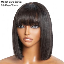 Load image into Gallery viewer, Synthetic Wigs Bob Wig with Bangs Women Glueless Headband Wigs Daily Use Beginner Friendly Whole Wig Cover
