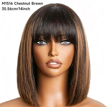 Load image into Gallery viewer, Synthetic Wigs Bob Wig with Bangs Women Glueless Headband Wigs Daily Use Beginner Friendly Whole Wig Cover
