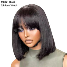 Load image into Gallery viewer, Synthetic Wigs Bob Wig with Bangs Women Glueless Headband Wigs Daily Use Beginner Friendly Whole Wig Cover
