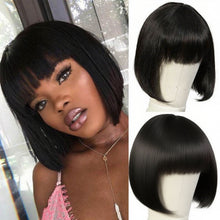Load image into Gallery viewer, Short Bob Wigs Hair Bangs Headband Bob Wig Natural and Realistic Fashionable Short Hair Headband Straight Hair Wig
