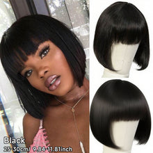 Load image into Gallery viewer, Short Bob Wigs Hair Bangs Headband Bob Wig Natural and Realistic Fashionable Short Hair Headband Straight Hair Wig
