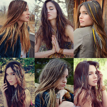 Load image into Gallery viewer, Stripe Printed Hair Colorful Long Straight Hair Pieces Synthetic Clip-in Hair Extensions Synthetic Straight Hair Wig for Daily Use Party
