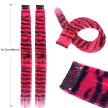 Load image into Gallery viewer, Stripe Printed Hair Colorful Long Straight Hair Pieces Synthetic Clip-in Hair Extensions Synthetic Straight Hair Wig for Daily Use Party
