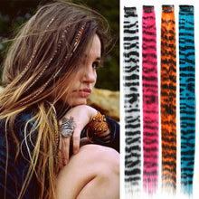 Load image into Gallery viewer, Stripe Printed Hair Colorful Long Straight Hair Pieces Synthetic Clip-in Hair Extensions Synthetic Straight Hair Wig for Daily Use Party
