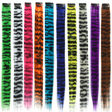 Load image into Gallery viewer, Stripe Printed Hair Colorful Long Straight Hair Pieces Synthetic Clip-in Hair Extensions Synthetic Straight Hair Wig for Daily Use Party
