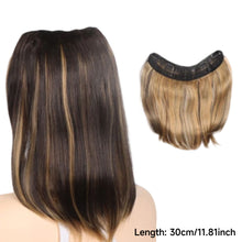 Load image into Gallery viewer, Synthetic Long Straight U-Shaped Half Head Wig Piece for Women Black Brown Clips in Hair Extension Natural Fake Hairpieces
