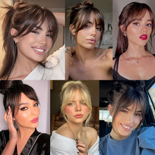 Load image into Gallery viewer, Eight Character Bangs Hair Clip Women's Top Hair Replacement Fluffy Seamless Bangs Hair Clip Women Girl Wig False Hair Piece
