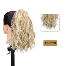 Load image into Gallery viewer, Premium Synthetic Curly Claw Clip in Ponytail Daily Use Blonde Short Hairpiece Fluffy False Hair Lady Pigtail Hair Extensions
