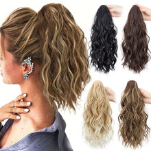Load image into Gallery viewer, Premium Synthetic Curly Claw Clip in Ponytail Daily Use Blonde Short Hairpiece Fluffy False Hair Lady Pigtail Hair Extensions

