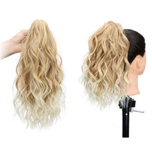 Load image into Gallery viewer, Premium Synthetic Curly Claw Clip in Ponytail Daily Use Blonde Short Hairpiece Fluffy False Hair Lady Pigtail Hair Extensions

