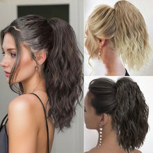 Load image into Gallery viewer, Premium Synthetic Curly Claw Clip in Ponytail Daily Use Blonde Short Hairpiece Fluffy False Hair Lady Pigtail Hair Extensions

