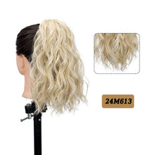 Load image into Gallery viewer, Premium Synthetic Curly Claw Clip in Ponytail Daily Use Blonde Short Hairpiece Fluffy False Hair Lady Pigtail Hair Extensions
