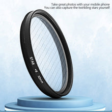 Load image into Gallery viewer, 52mm Rotatable Adjustable Phone Star Filter Lens Firelight Lens for Jewelry Accessories Night Photography Sparkling Effect Capture
