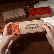 Load image into Gallery viewer, 70 Pieces Vintage-Style Wooden Stamp Set Box Cross-Border Upper Lowercase English Letters Numbers Symbols Stamps for Scrapbooking Craft Use
