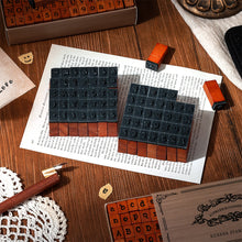 Load image into Gallery viewer, 70 Pieces Vintage-Style Wooden Stamp Set Box Cross-Border Upper Lowercase English Letters Numbers Symbols Stamps for Scrapbooking Craft Use
