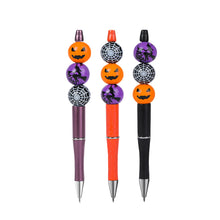 Load image into Gallery viewer, Pumpkin Spider Witch Halloween Devil Alien Theme DIY Beaded Ballpoint Pen&amp;Wooden Silicone Bead Pendant Set
